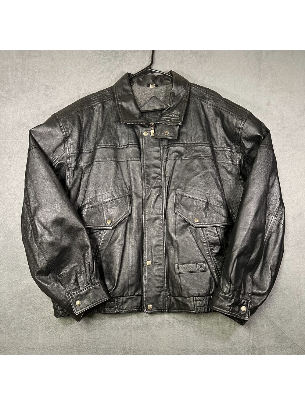 Global Identity G-III Jacket Black Mens 2XL Bomber Leather Full Zip Streetwear